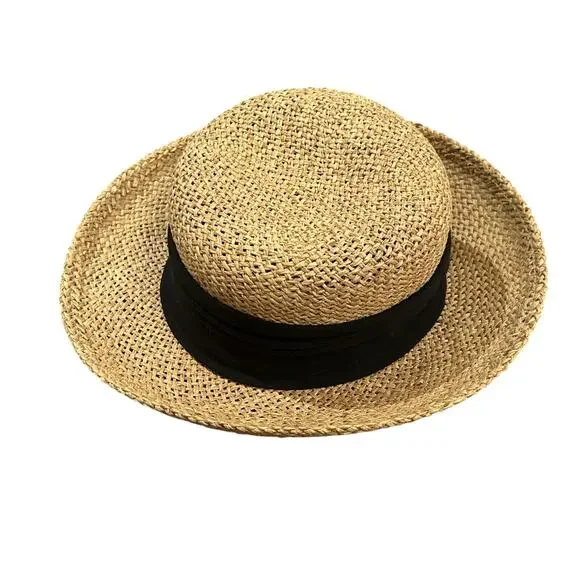 Raffia Hat Wide Brim Inside Is 22.5 Inches Around - Picture 3 of 4